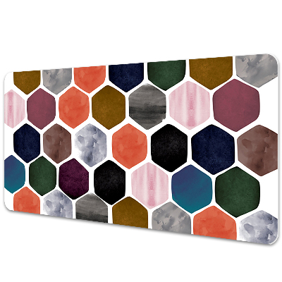 Podložka na písací stôl Farebné akvarelové šesťuholníky.