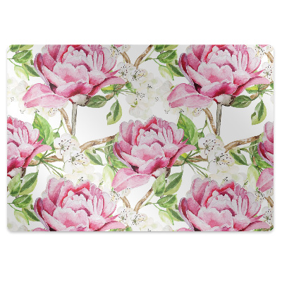 Podložka pod stoličku na podlahu Ružové pivonky