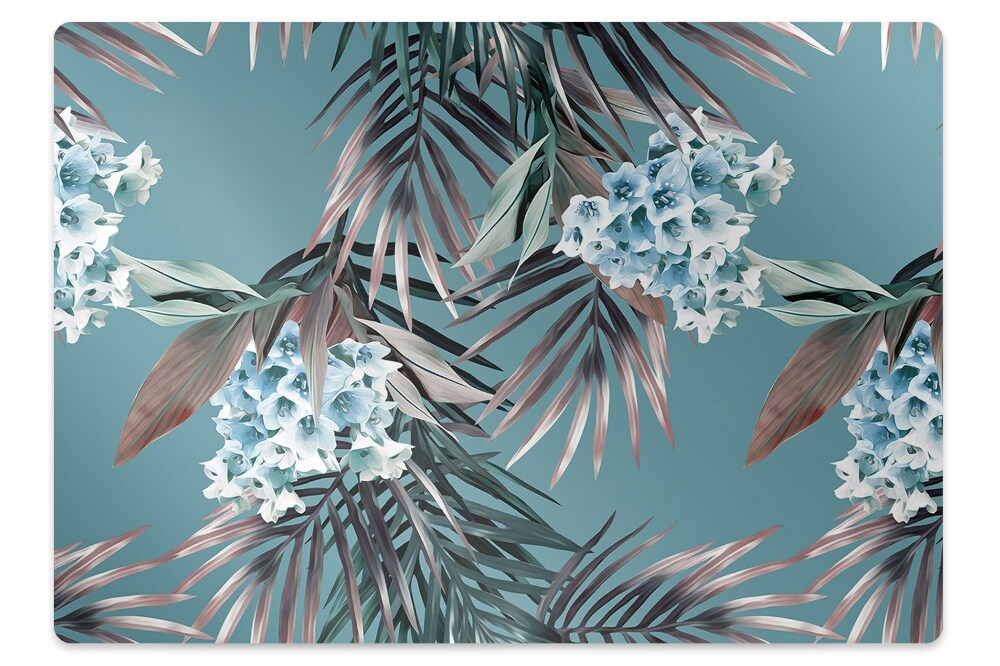 Ochranná podložka pod stoličku Tropické kvety a palmové listy,