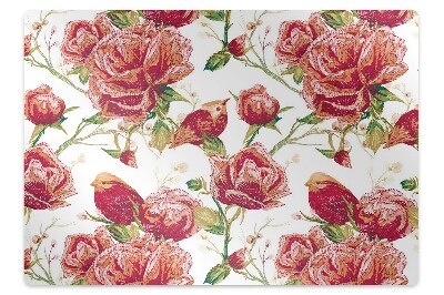 Podložka pod stoličku na kolieskach Červené vtáky