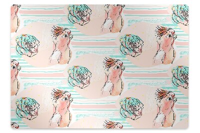 Podložka pod stoličku na kolieskach Ružové papagáje