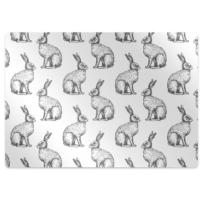 Podložka pod stoličku na kolieskach Kreslené zajace v rade,