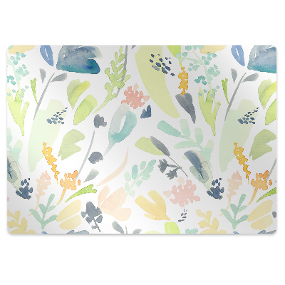 Podložka pod stoličku na kolieskach Akvarelové listy a kvety,