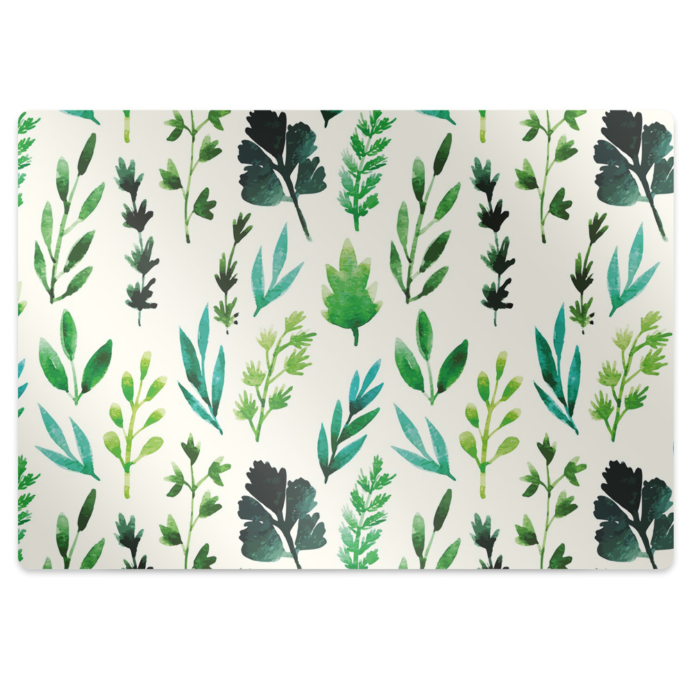 Podložka pod stoličku Akvarelové zelené listy a bylinky,