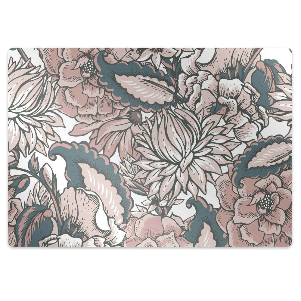 Podložka pod stoličku na podlahu Kvetinový vzor s retro nádychom,