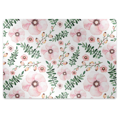 Podložka pod stoličku Ružové kvety a zelené lístky,