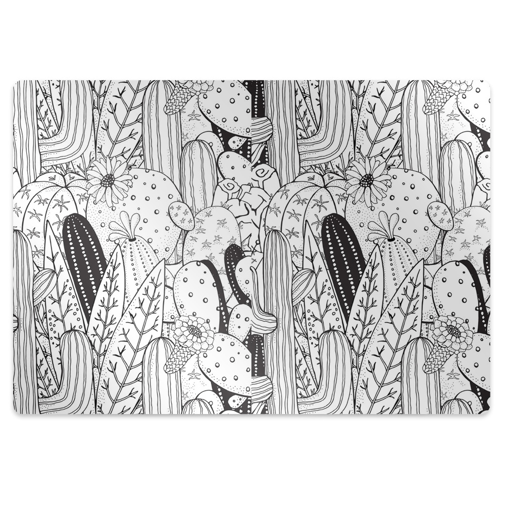 Podložka pod stoličku na podlahu Kreslené kaktusy