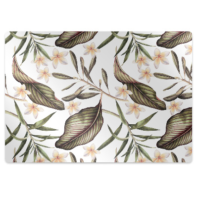 Podložka pod stoličku na podlahu Tropické listy a kvety,
