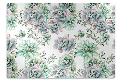 Podložka pod stoličku Sukulentový kvetinový akvarelový vzor,