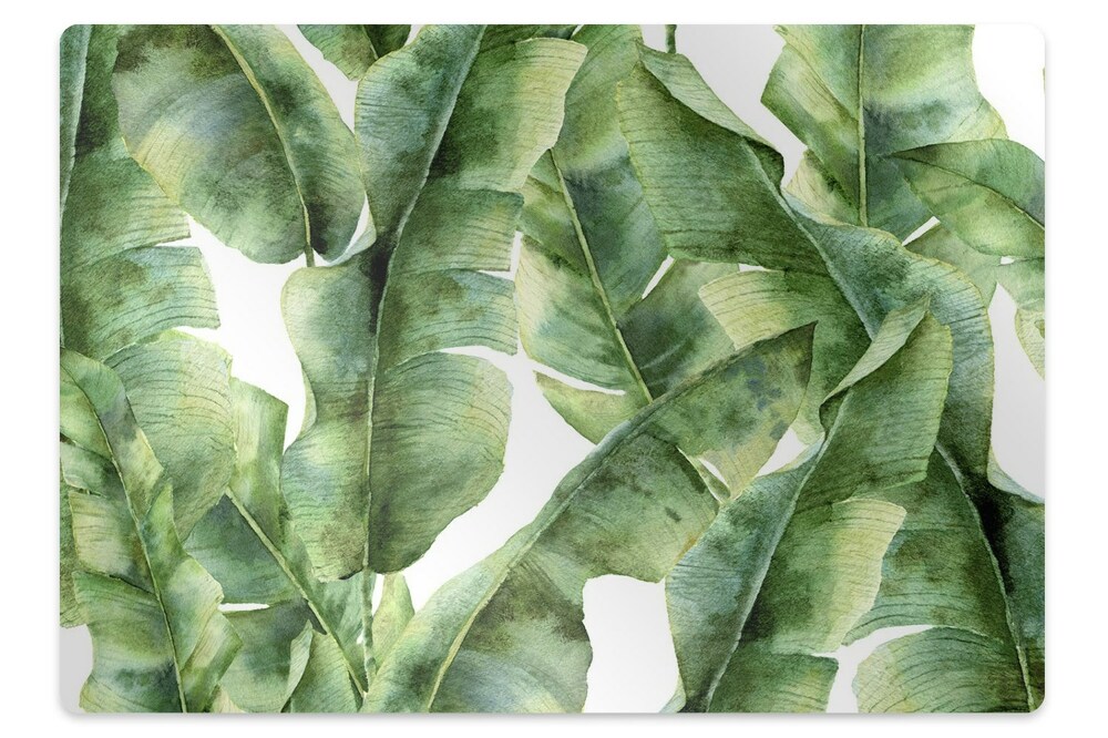 Podložka pod stoličku na kolieskach Banánové listy na bielom pozadí,