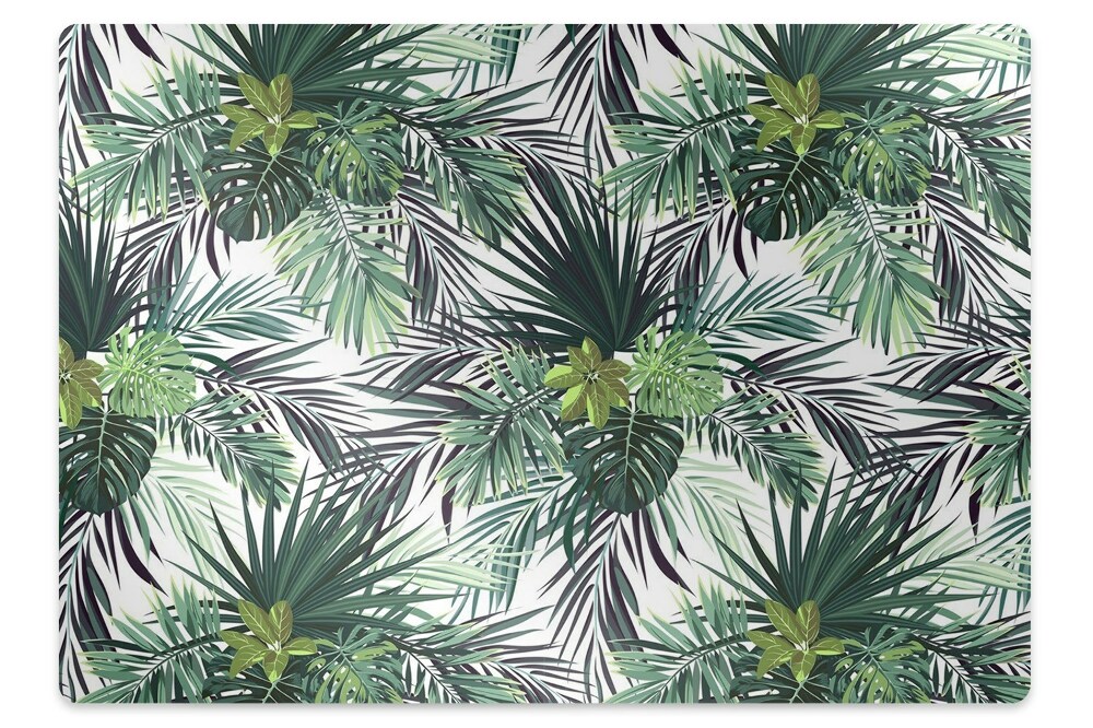 Podložka pod stoličku na kolieskach Tropické palmové listy a monstery,