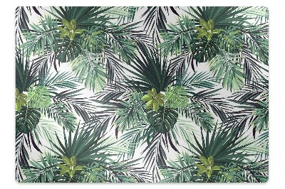 Podložka pod stoličku na kolieskach Tropické palmové listy a monstery,