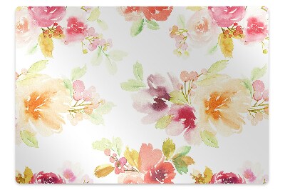 Podložka pod stoličku na podlahu Akvarelové kvetinové akcenty a listy,