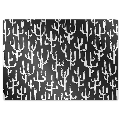 Podložka pod stoličku na podlahu Biele nakreslené kaktusy