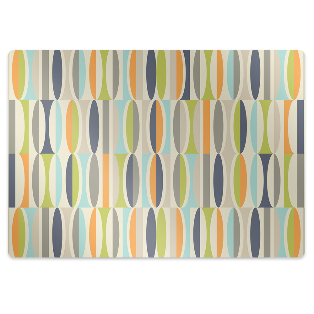 Podložka pod stoličku Retro geometrické ovály a pruhy,