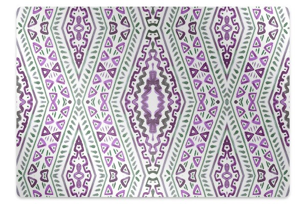 Podložka pod stoličku na kolieskach Geometrické fialovo-zelené ornamenty,