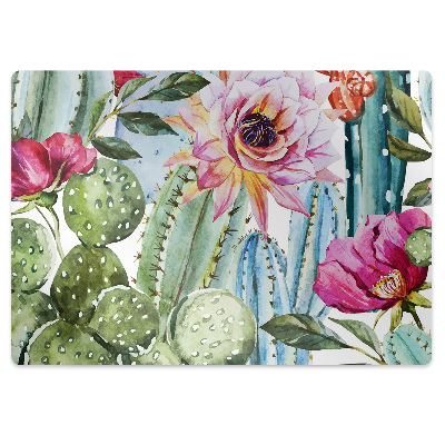 Podložka pod stoličku Kaktusová záhrada s kvetmi,