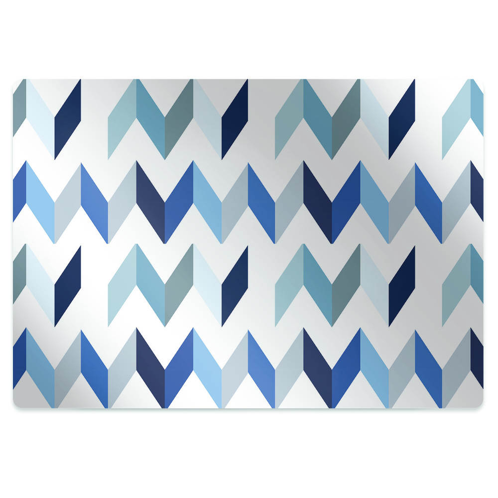 Podložka pod stoličku na podlahu Chevronový vzor modrých šípok,