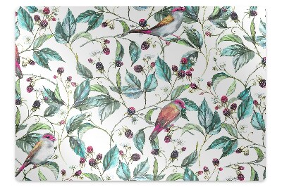 Podložka pod stoličku na kolieskach Vtáky a ostružiny medzi listami,