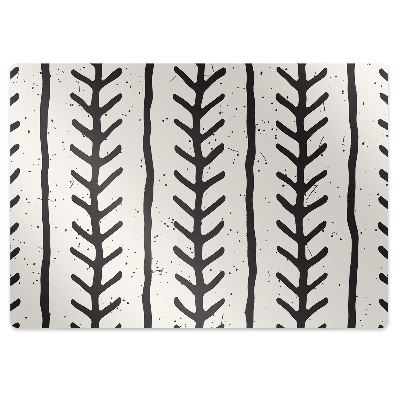 Podložka pod stoličku na kolieskach Čierne vetvičky na bielom pozadí,