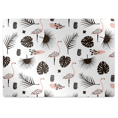 Ochranná podložka pod stoličku Listy a plameniaky