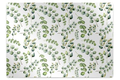 Podložka pod stoličku na kolieskach Akvarelové zelené eukalyptové lístky,