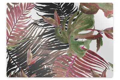 Podložka pod stoličku na podlahu Tropické listy a vetvy akvarel,