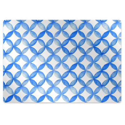 Podložka pod stoličku na kolieskach Modré akvarelové prekrývajúce sa kruhy,