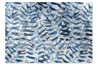 Podložka pod stoličku Modré abstraktné listy a vetvy,