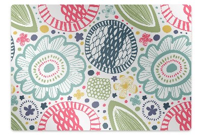 Ochranná podložka pod stoličku Kvetinové kruhy a listové tvary,