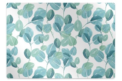 Podložka pod stoličku na kolieskach Akvarelové modro-zelené listy,