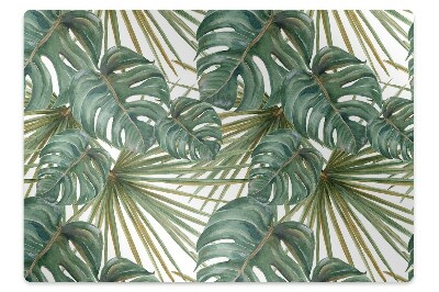 Podložka pod stoličku na podlahu Tropické listy monstera a palmy,