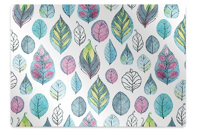 Podložka pod stoličku na kolieskach Farebné akvarelové listy na bielom,