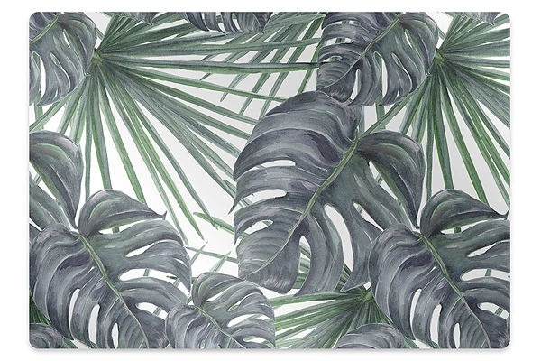 Podložka pod stoličku na kolieskach Monstera a palmové listy,