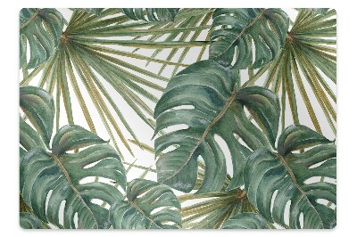 Podložka pod stoličku na podlahu Tropické listy monstera a palmy,