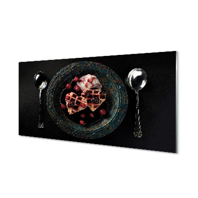 Sklenený obraz Ovocné dezertné vafle so zmrzlinou