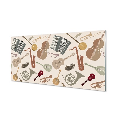 Sklenený obraz Husle trúbka ukulele vzor