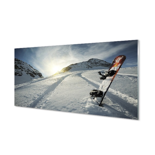 Skleneny obraz Snowboard v zasneženej hore