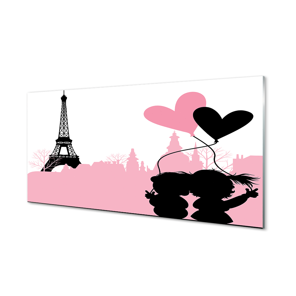 Sklenený obraz Srdcia mesto Eiffelova veža