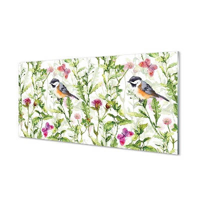 Skleneny obraz Maľovaný vták v tráve