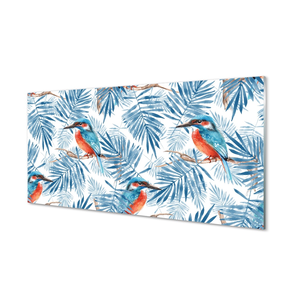 Obraz na skle Maľovaný vták na vetve