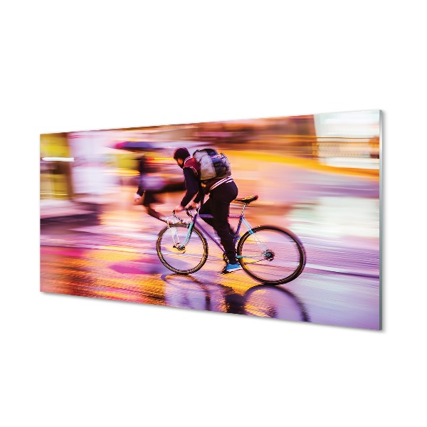 Skleneny obraz Muž na bicykli svetlá