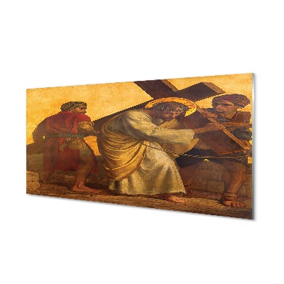 Sklenený obraz Ježiš padajúci pod krížom