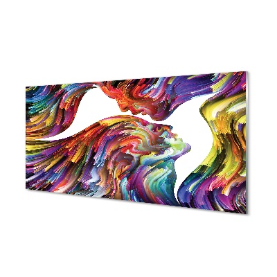 Obraz na skle Farebný pár tváre abstraktné