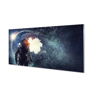 Obraz na skle Astronaut vesmír mesiac