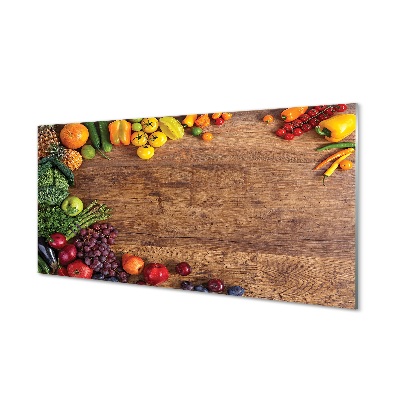 Skleneny obraz Doska a farebná zelenina