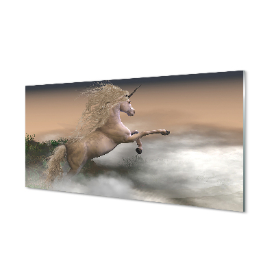 Sklenený obraz Jednorožec na pozadí oblakov