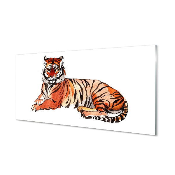 Skleneny obraz Maľovaný tiger na bielom pozadí