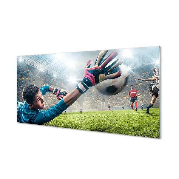 Skleneny obraz Futbalová obrana brankára