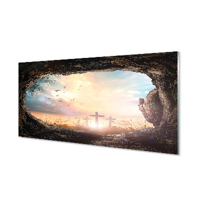 Obraz na skle Pohľad na kríže Jaskyňa